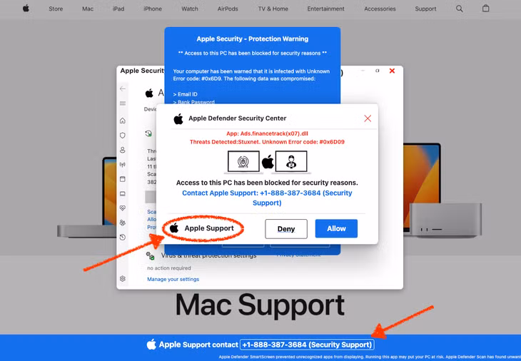 Một trang web giả mạo của Apple. Ảnh: Lean Media