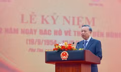 Tổng Bí thư, Chủ tịch nước Tô Lâm phát biểu tại Lễ kỷ niệm 72 năm Ngày Bác Hồ về thăm Đền Hùng - Ảnh: chinhphu.vn/Nhật Bắc