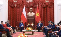 Tổng Bí thư, Chủ tịch nước Tô Lâm tiếp Thủ tướng Cộng hòa Ba Lan Donald Tusk. (Ảnh: ĐĂNG KHOA)
