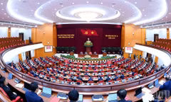 Hội nghị lần thứ tư Ban Chấp hành Trung ương Đảng Cộng sản Việt Nam khóa XIV. (Ảnh: ĐĂNG KHOA) 