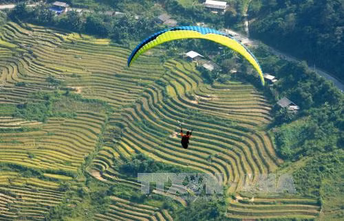 Khau Phạ được nhiều phi công đánh giá là một trong những điểm nhảy dù lượn đẹp nhất trên thế giới. Ảnh: Thế Duyệt/TTXVN