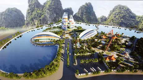 Phối cảnh tổng thể Cung Văn hoá thiếu nhi tỉnh (phường Bạch Đằng, TP Hạ Long).