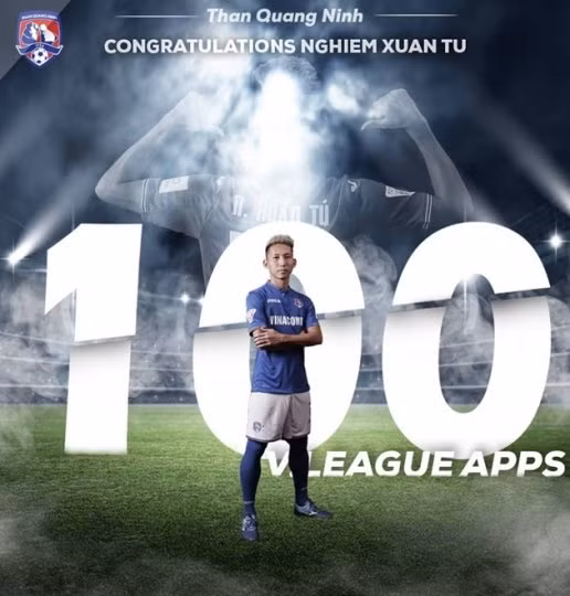  Xuân Tú cán mốc 100 trận tại V-League.
