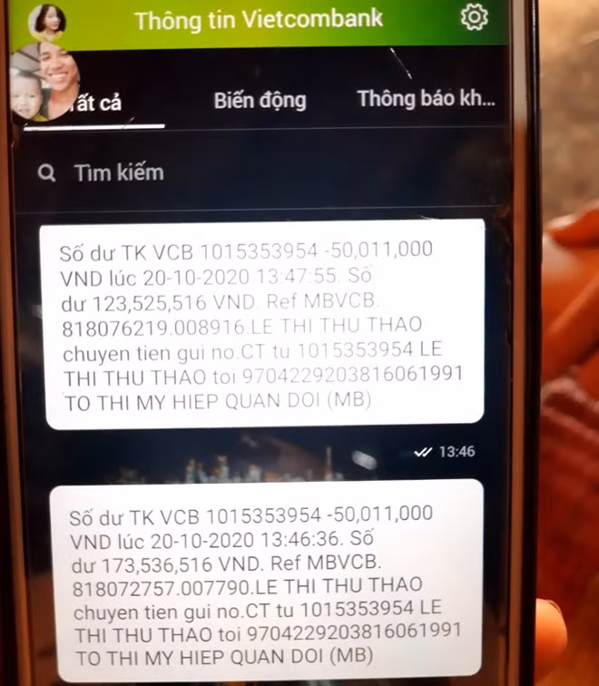 Số tài khoản của chị Thảo được các mạnh thường quân ủng bị kẻ gian chiếm đoạt 100 triệu vào trưa 20-10