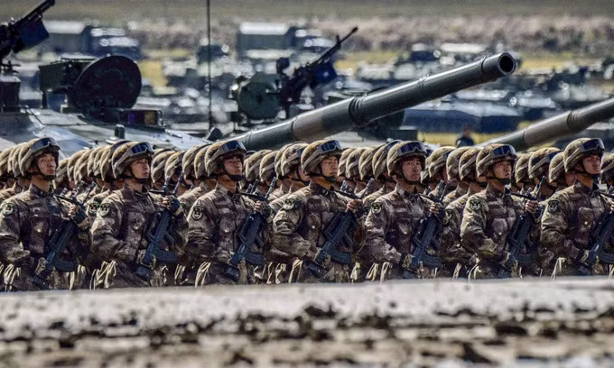 Binh sĩ Trung Quốc tham gia diễn tập năm 2018. Ảnh: AFP.