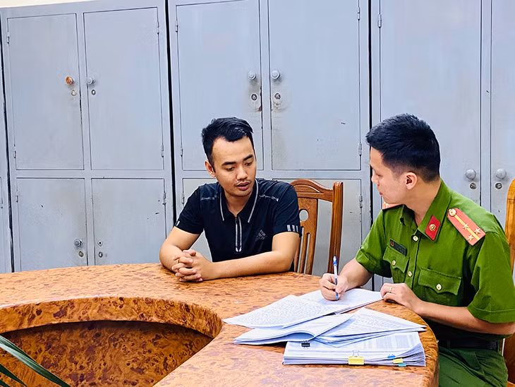 Đối tượng Lương Ngọc Đức tại cơ quan điều tra.