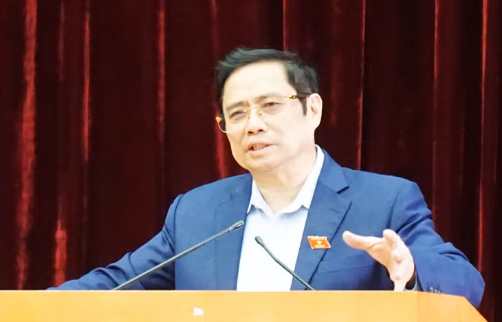 Đồng chí Phạm Minh Chính phát biểu tại buổi tiếp xúc.