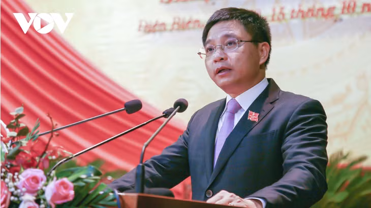 Bí thư Tỉnh ủy Điện Biên Nguyễn Văn Thắng phát biểu nhận nhiệm vụ tại đại hội.