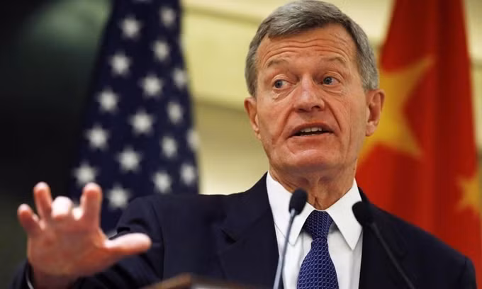 Cựu đại sứ Mỹ tại Trung Quốc Max Baucus phát biểu tại một sự kiện ở Bắc Kinh hồi tháng 6/2014. Ảnh: Reuters.