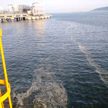 Vệt nước có màu nâu đục xuất hiện ở cảng biển Nghi Sơn, Thanh Hóa.