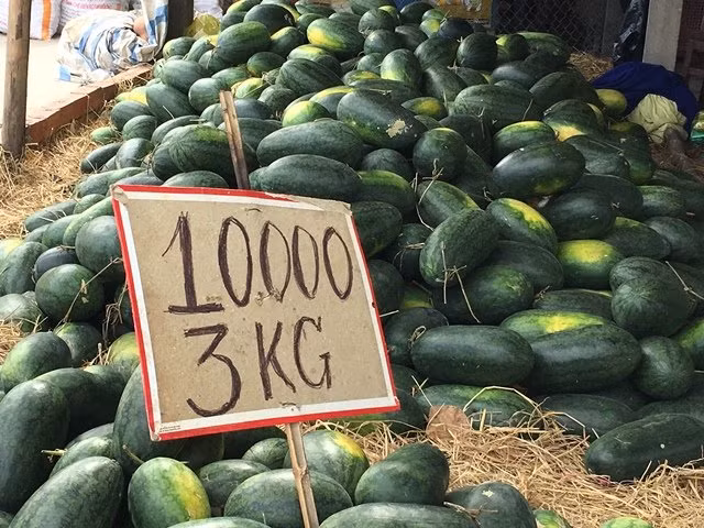 Dưa hấu 10.000 đồng/3kg bán ở lề đường quốc lộ 1A