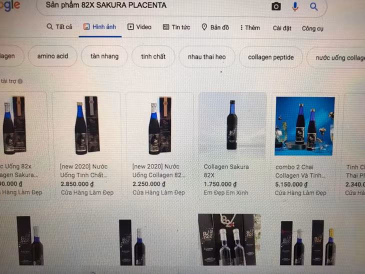 Chỉ cần gõ tìm kiếm trên Google là có được rất nhiều kết quả về các sản phẩm thực phẩm được quảng cáo trên mạng.