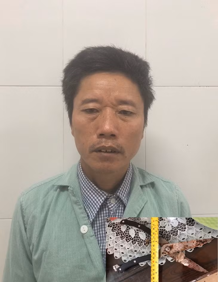 Đối tượng Lưu Văn Thoảng và hung khí gây án.