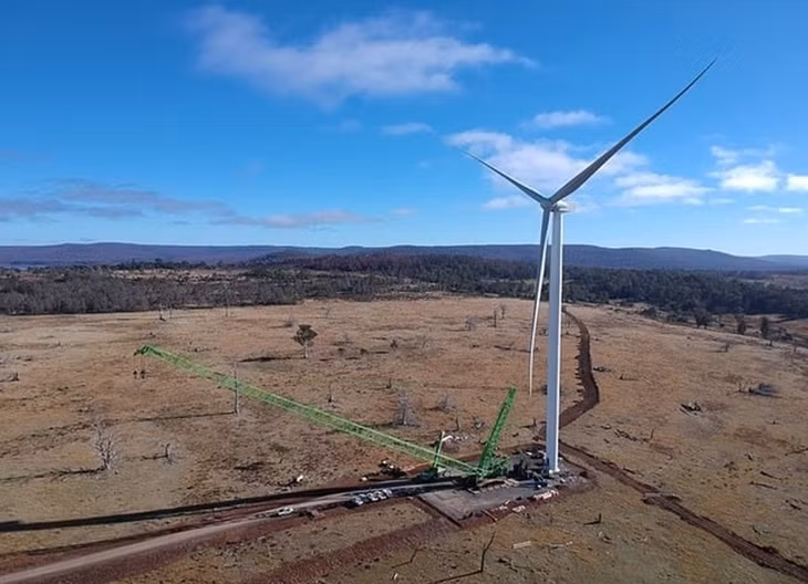 Trang trại gió Cattle Hill ở Cao nguyên Trung tâm Tasmania. Ảnh: Goldwind Australia.