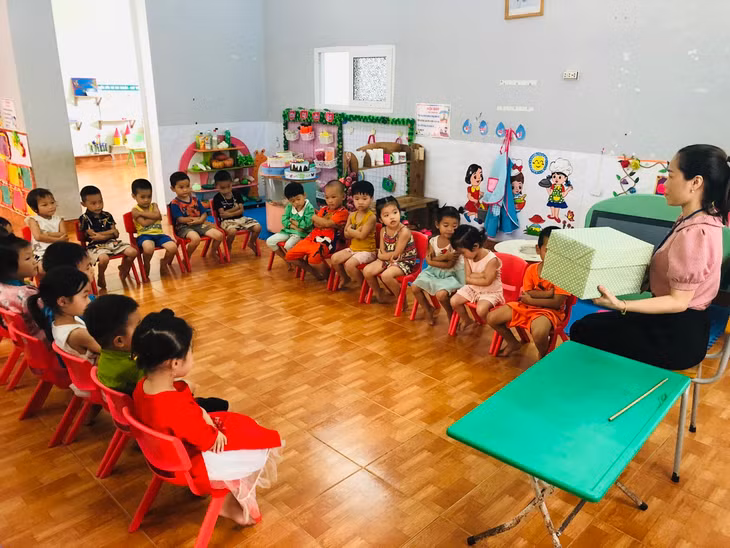 Tiết học của cô và trò Trường Mầm non Thanh Lâm.