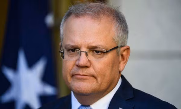 Thủ tướng Australia Scott Morrison trong cuộc họp báo tại thủ đô Canberra hôm 14/5. Ảnh: Reuters.