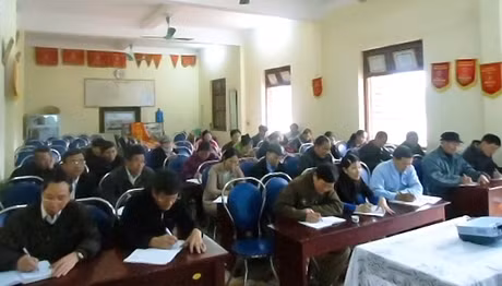 Một lớp học tại khu phố Vĩnh Xuân do Trung tâm HTCĐ thị trấn Mạo Khê (Đông Triều) tổ chức.