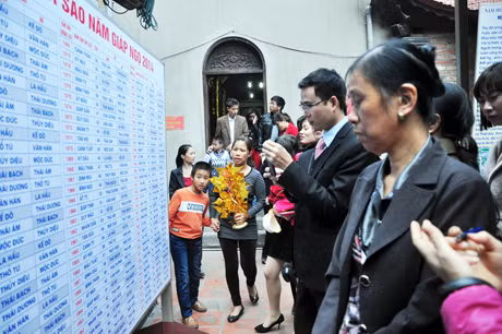 Người dân xem bảng tính sao trong năm Giáp Ngọ 2014.