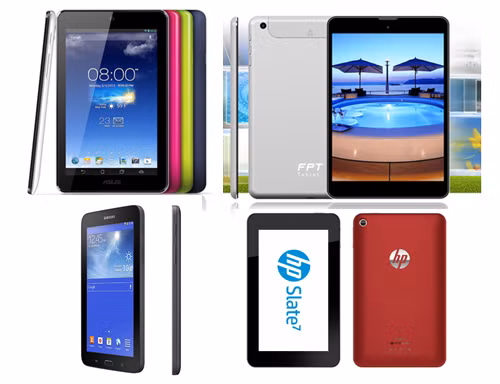 Phần lớn các tablet giá rẻ trên dưới 5 triệu đồng đều có kích thước khoảng 7 đến 8 inch.