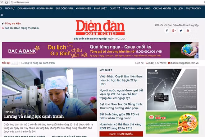 Giao diện Báo Diễn đàn doanh nghiệp điện tử. (Ảnh chỉ có tính minh họa)
