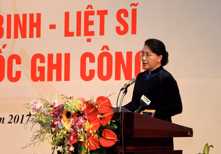 Chủ tịch Quốc hội Nguyễn Thị Kim Ngân phát biểu tạ buổi lễ (Ảnh: KT)