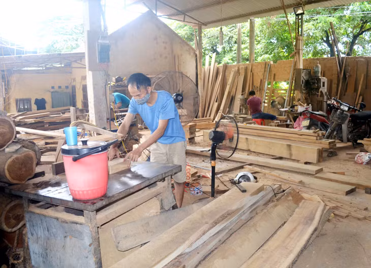 Xưởng gia công chế biến gỗ của anh Đinh Tuấn Vinh (khu Thuận Thành, phường Đông Mai) là mô hình thanh niên lập nghiệp tiêu biểu có sự hỗ trợ của Thị Đoàn Quảng Yên.