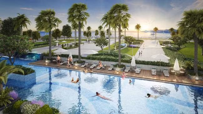 Phối cảnh minh họa tiện ích bể bơi ngoài trời