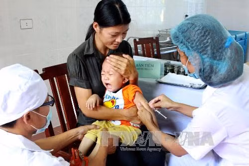 Huyện Thanh Sơn (Phú Thọ) thực hiện an toàn tiêm chủng vắc xin Sởi - Rubella cho 29.247 tại 84 điểm tiêm gồm trường tiểu học, THCS và trạm y tế. Ảnh: Dương Ngọc/TTXVN