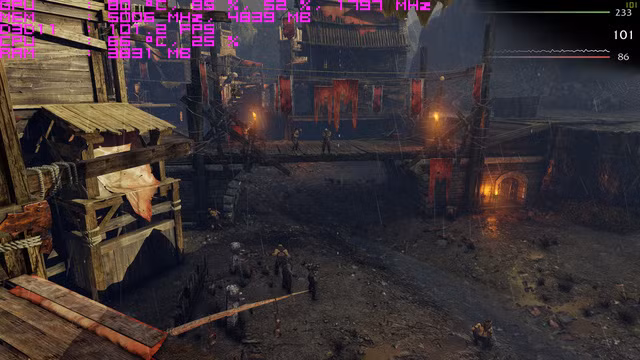 Tựa game Shadow Of Mordor với mức khung hình trung bình 108 fps khi benchmark