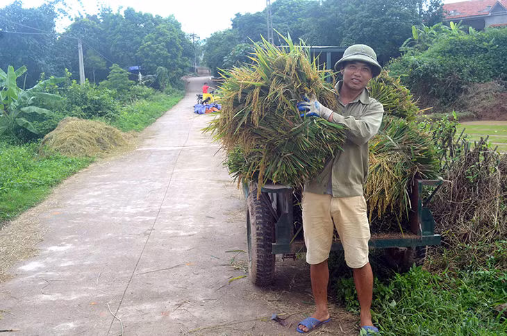 Hầu hết đường giao thông được bê tông, đã giải phóng đôi vai của nông dân xã, thay vào đó là xe cơ giới.