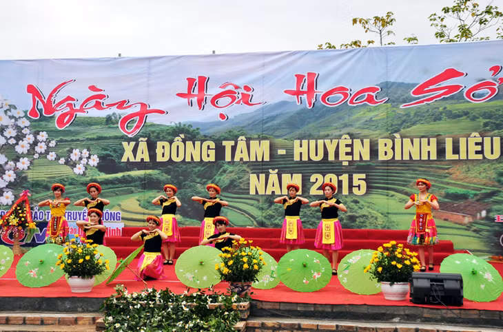 Tiết mục văn nghệ tại Lễ hội hoa sở Bình Liêu, tháng 12-2015.