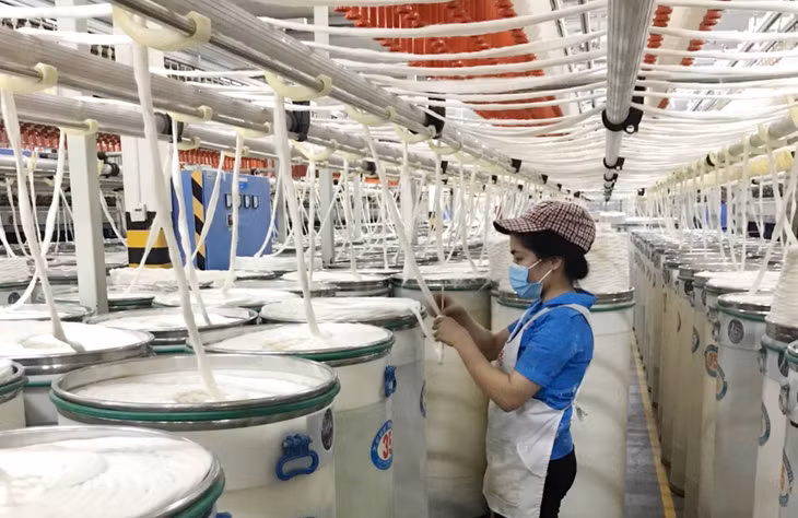 Sản xuất sợi dệt tại Công ty TNHH Texhong Ngân Long (TP Móng Cái).