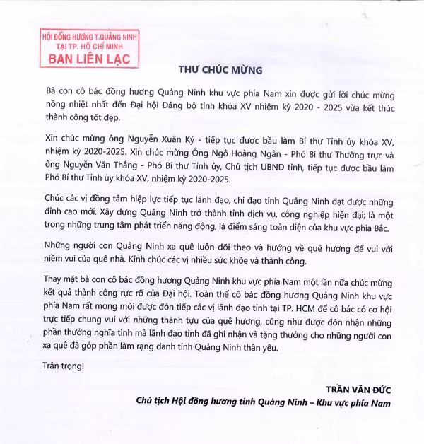 Toàn văn bức thư.