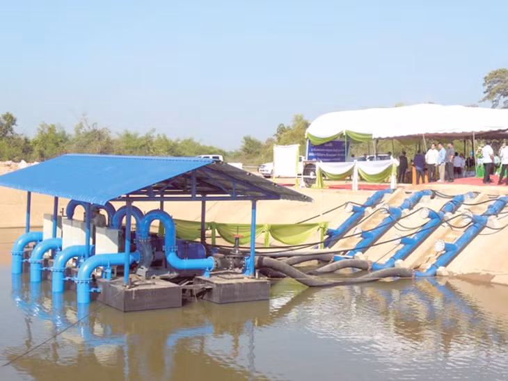 Trạm thủy lợi Dongkhuay ở thủ đô Vientiane- một hạng mục thuộc Dự án Quản lý- Giảm thiểu rủi ro hạn hán và lũ lụt tại Lào. Ảnh: KT