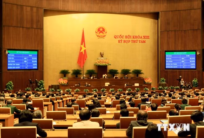 Phiên họp toàn thể kỳ họp thứ tám, Quốc hội khóa XIII. (Ảnh: An Đăng/TTXVN)
