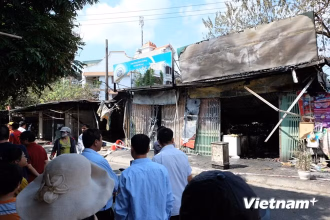 Vụ cháy tại chợ Thượng Thanh khiến 1 người tử vong và 4 người bị thương (Ảnh: Cơ quan chức năng cung cấp)