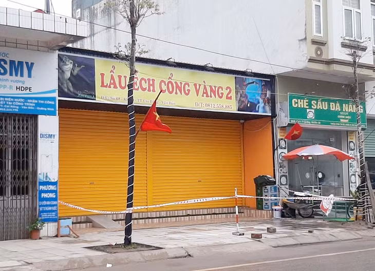 Nhà hàng Lểu ếch Cổng Vàng cơ sở 2 (thị trấn Cái Rồng, Vân Đồn) - nơi xuất hiện có ca nghi nhiễm Covid-19.