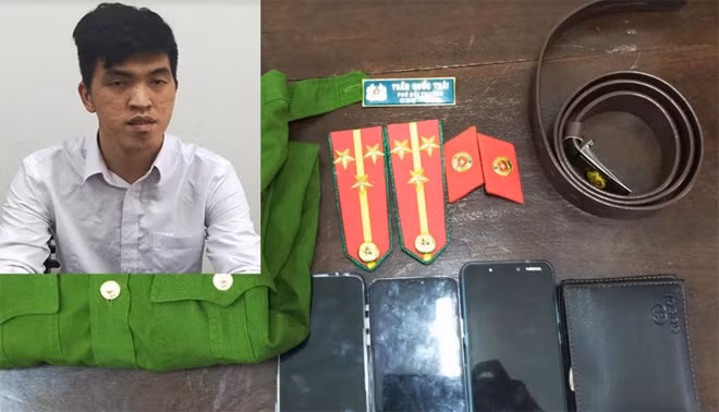 Đối tượng Trần Quốc Thái và tang vật vụ án.
