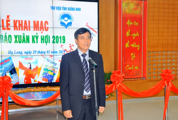 Nhà báo Nguyễn Tiến Mạnh, Chủ tịch Hội Nhà báo tỉnh phát biểu khai Hội báo Xuân và phát động phong trào thi đua năm 2019.