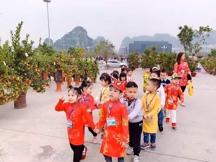Trường Mầm non Đồ rê mí tổ chức hoạt động tham quan chợ hoa Tết tại TP Hạ Long