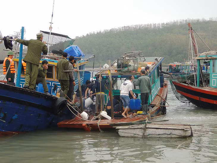 CB,CS Đồn BP Ngọc Vùng tham gia cứa hộ, cứu nạn trên biển