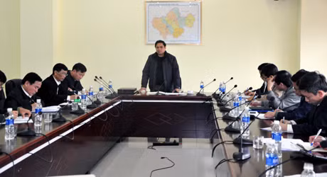 Bí thư tỉnh uy phat biểu kêt luận tại cuộc làm việc với huyện Binh liêu.