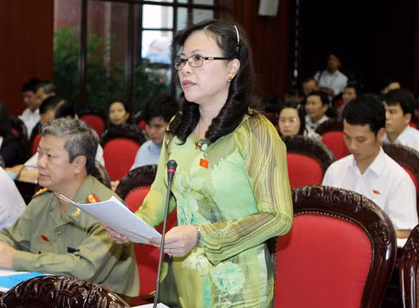 Bà Ngô Thị Minh phát biểu