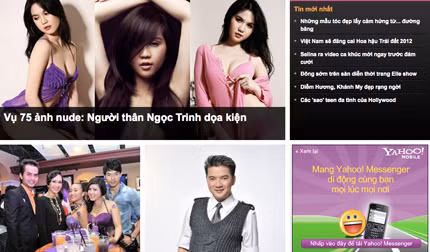 Giao diện Thế giới sao của Yahoo Việt Nam