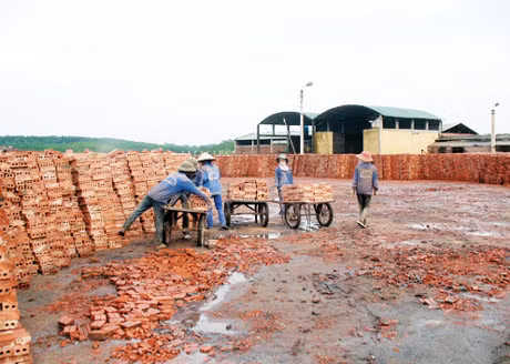 Sản xuất gạch nung tuynel ở Đầm Hà.