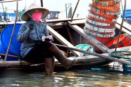 Xóm Chã Cột 5 nổi tiếng với nhiều loại hải sản tươi ngon. Phấn khởi kiểm đếm lại thành quả sau phiên chợ
