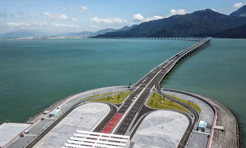 Cầu nối Hong Kong - Macau - Chu Hải trước khi được khánh thành. Ảnh: SCMP.