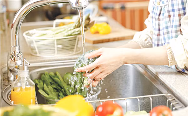 Rửa trái cây và rau trước khi dùng