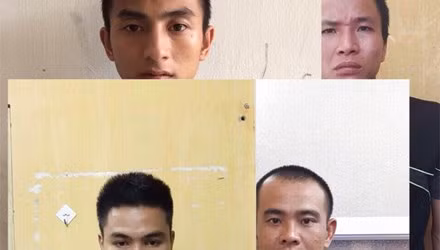 Các đối tượng tại cơ quan công an. Ảnh: Quang Thành