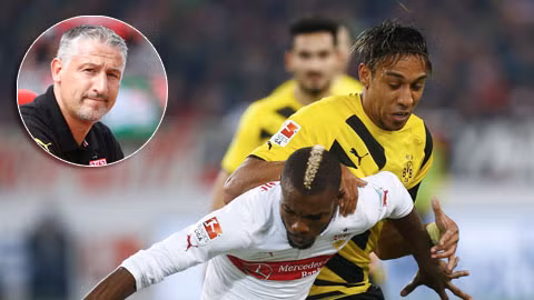 Dortmund là vật cản quá lớn để trận ra mắt Stuttgart (trước) của tân HLV Kramny (ảnh nhỏ) được như ý
